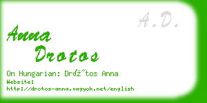anna drotos business card
